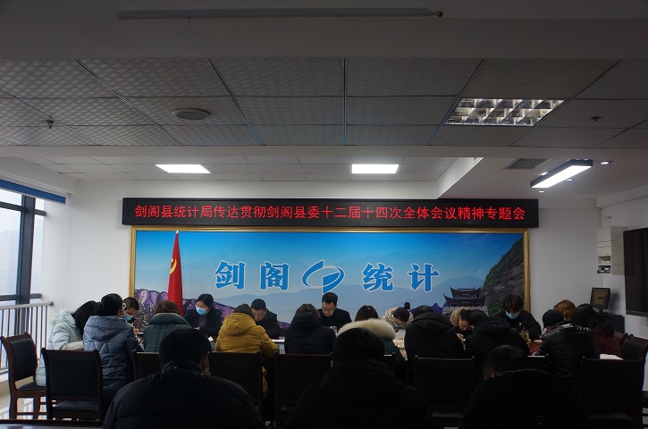 <font color='red'>剑阁县</font>统计局专题传达贯彻剑阁县委十二届十四次全体会议精神
