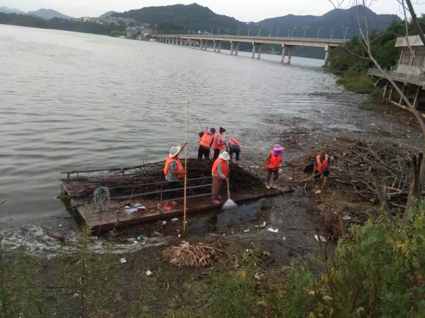 金仙镇复兴村开展河流清漂工作